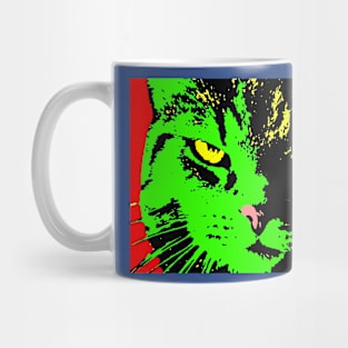 ANGRY CAT POP ART - GREEN RED YELLOW BLACK Mug